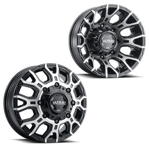 17x6.5 Ultra 022U Scorpion Black/Machined 11-UP GM DUALLY Wheels