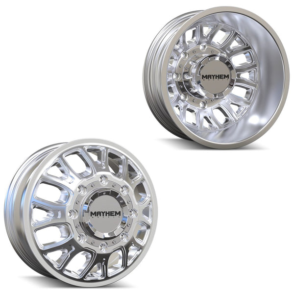 17x6.5 Mayhem 8107D Cogent Polished 11-UP GM DUALLY Wheels 8x210