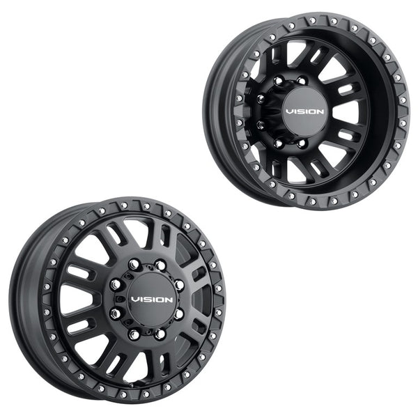 17x6.5 Vision 408 Manx 2 Dually Satin Black PRE-11 GM PRE-19 DODGE PRE ...