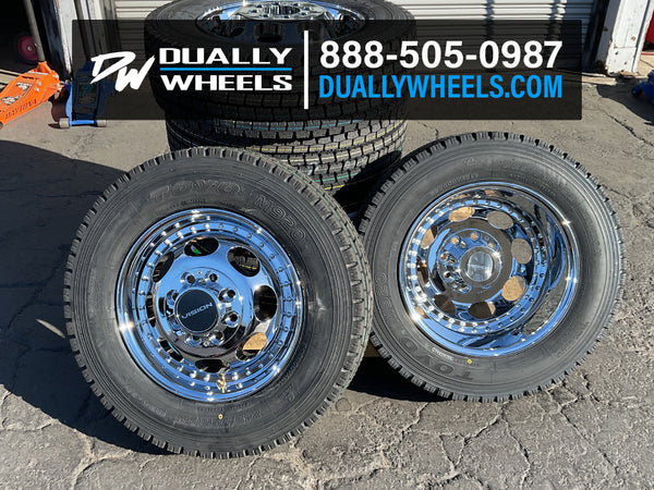 19.5x6.75 Vision 181 Hauler Dually Chrome 11-UP GM Wheels 8x210 Set of ...