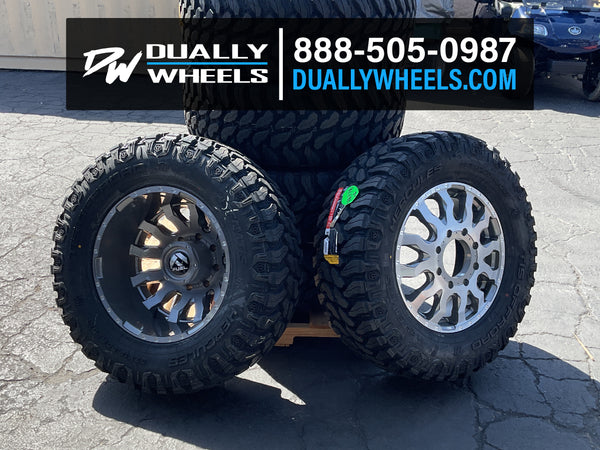 20x8.25 D693 Fuel Blitz Platinum 11-UP GM DUALLY Wheels 8x210 Set of 6 ...