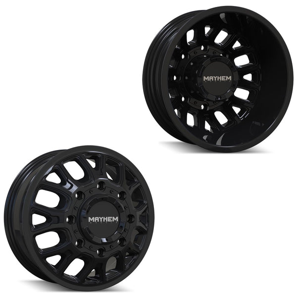 17x6.5 Mayhem 8107D Cogent Gloss Black 11-UP GM DUALLY Wheels 8x210 Se ...