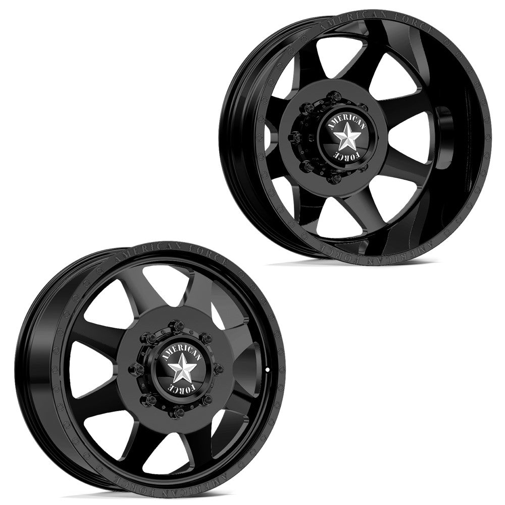Duely Custom Black Rims 22x8.25 American Force DB02 Monument Black FORD/DODGE DUALLY Wheels 10 ...