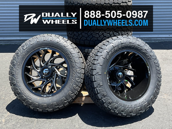 20x9 Fuel D741 Runner Gloss Black Milled 11-UP GM DUALLY SUPER SINGLE ...