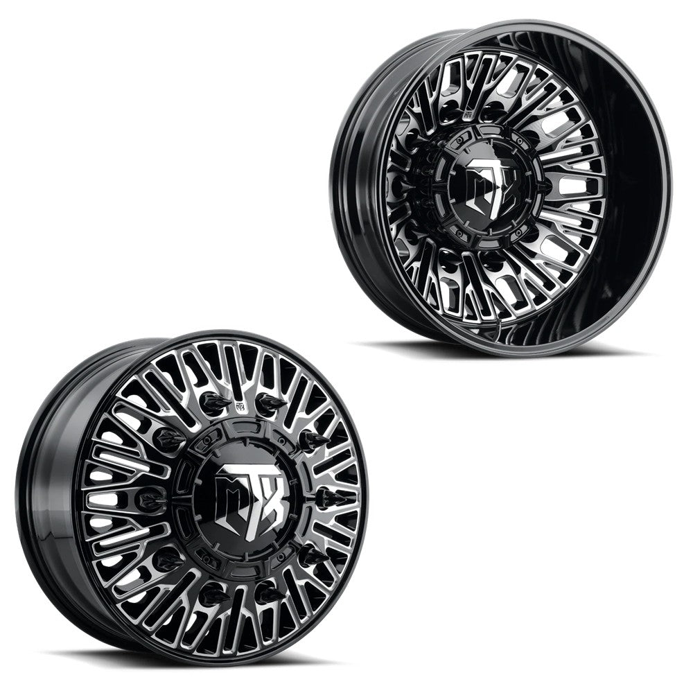 22x8.25 MTX X402BM Rageous Gloss Black & Milled 11-UP GM DUALLY Wheels ...