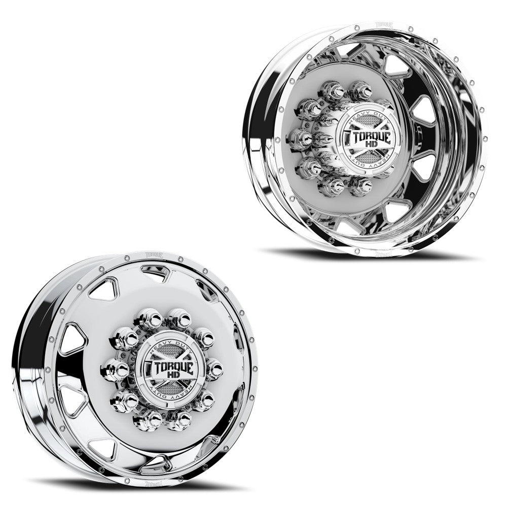 19.5x6 Torque HD TW643F Haulin Polished FORD/DODGE FORGED DUALLY Wheel ...