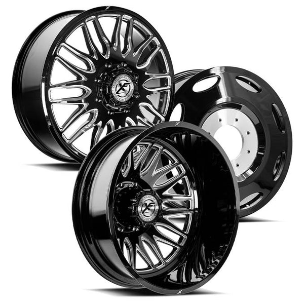 20x8.25 XF Off-Road XF-240 Gloss Black Milled 11-UP GM DUALLY Wheels 8 ...